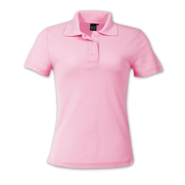 Ladies Pique Knit Polo Pink