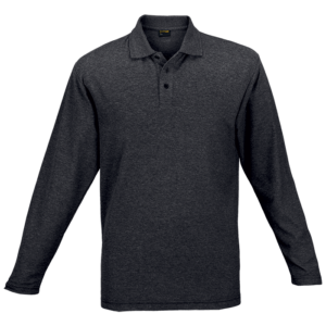 Mens 175g Pique Knit Long Sleeve Golfer charcoal heather