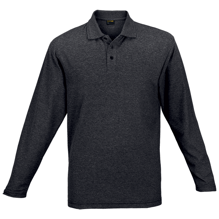 Mens 175g Pique Knit Long Sleeve Golfer charcoal heather