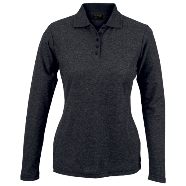 Ladies 175g Pique Knit Long Sleeve Golfer charcoal heather