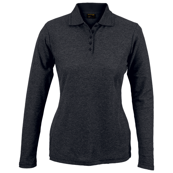 Ladies 175g Pique Knit Long Sleeve Golfer charcoal heather