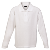 Kiddies 145g Pique Knit Long Sleeve Golfer white