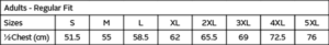 Ahead Spectrum Golfer size chart