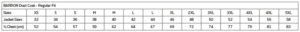 Barron poly cotton dust coat size chart