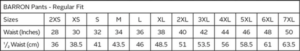 Fidelity combat trousers size chart