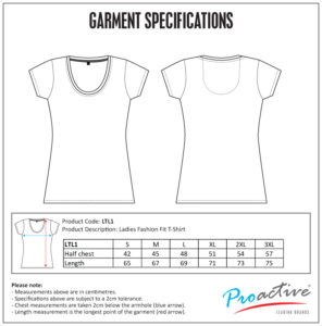 LTL1 size chart