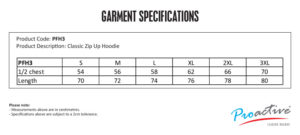 PFH3 size chart